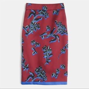 J. Crew Collection Wildflower Silk Pencil Skirt Woven Silk Wool Knee